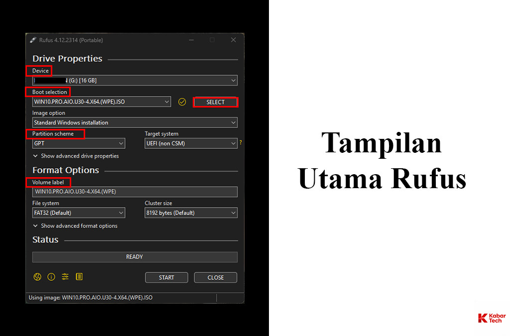 Tampilan utama rufus